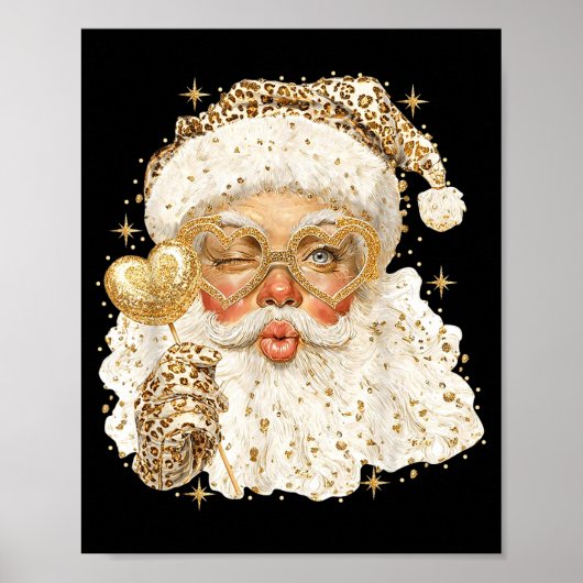 Leopard Santa Christmas Funny Gift For Women, Girl Poster (Vorne)