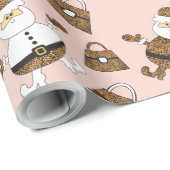 Leopard Santa Purples Muster auf rot Geschenkpapier (Rolleneckpunkt)