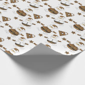 Leopard Santa Purse Sternmuster auf Weiß Geschenkpapier (Ecke)