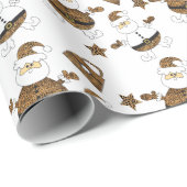 Leopard Santa Purse Sternmuster auf Weiß Geschenkpapier (Rolleneckpunkt)