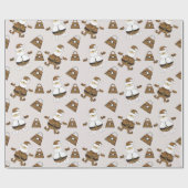 Leopard Santa Purtern Muster auf Beige Geschenkpapier (Flach)