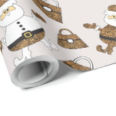 Leopard Santa Purtern Muster auf Beige Geschenkpapier (Rolleneckpunkt)