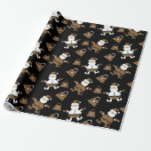 Leopard Santa Taschen Muster Auf Schwarz Geschenkpapier (Ungerollt)