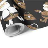 Leopard Santa Taschen Muster Auf Schwarz Geschenkpapier (Rolleneckpunkt)