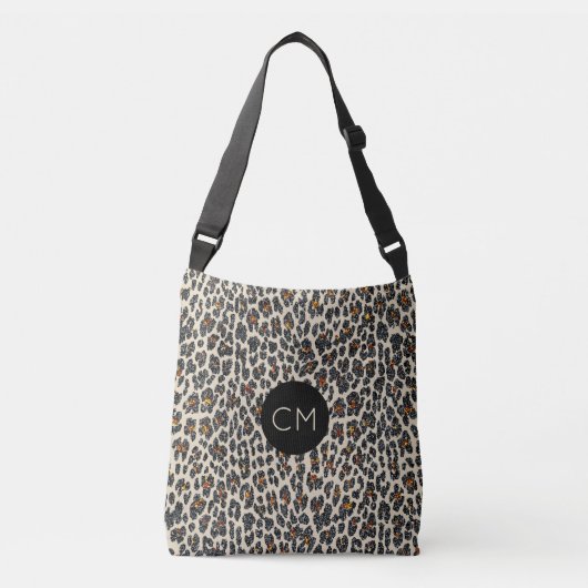 Leopard-Schein-Monogramm-Tasche Tragetaschen Mit Langen Trägern (Vorderseite)