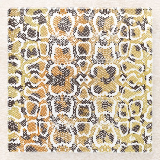 Leopard Schlange Animal Print Textur Glasuntersetzer (Vorderseite)