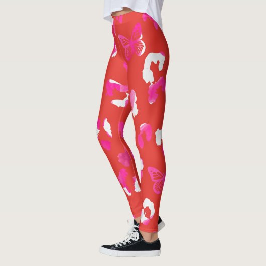 Leopard-Schmetterling-Orange Leggings (Links)