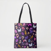 Leopard-Schmetterling Schwarz Tasche (Vorderseite)