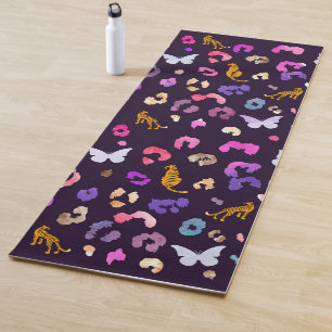 Leopard-Schmetterling Schwarz Yogamatte