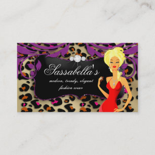 Leopard-Schmuck-Geschäfts-Karten-lila Wirbel blon Visitenkarte