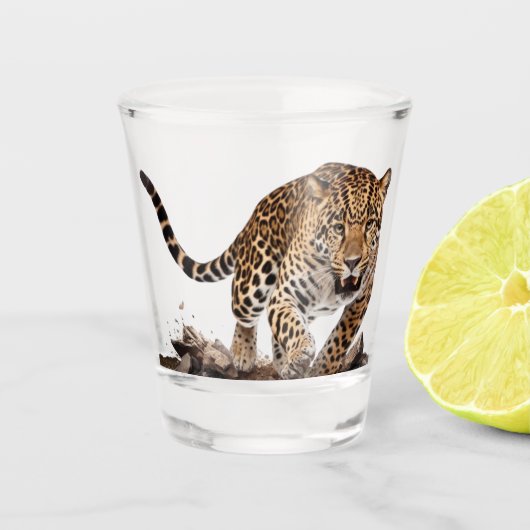 Leopard Schnapsglas (Vorderseite)
