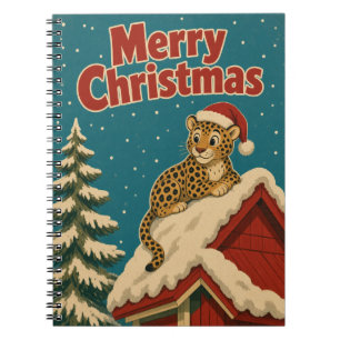 Leopard Schnee Dach Tier Weihnachten Notizblock
