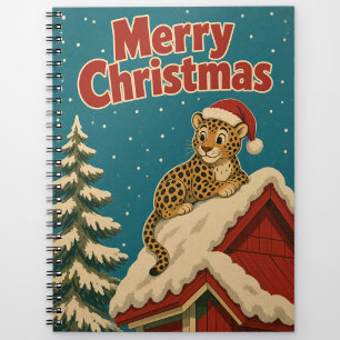 Leopard Schnee Dach Tier Weihnachten Notizblock