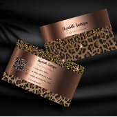 Leopard, schwarz-braun, QR-Code Visitenkarte