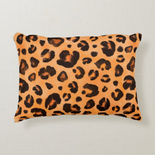 Leopard, schwarz gelb, orange braun, nahtloser Bac Dekokissen