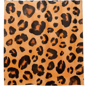 Leopard, schwarz gelb, orange braun, nahtloser Bac Duschvorhang