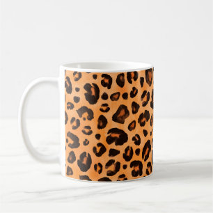 Leopard, schwarz gelb, orange braun, nahtloser Bac Kaffeetasse