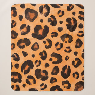 Leopard, schwarz gelb, orange braun, nahtloser Bac Sherpadecke