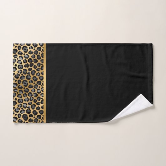 LEOPARD SCHWARZ GOLD BADEZIMMER TOWEL SET (Handtuch)