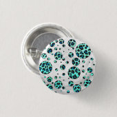 Leopard Schwarz und Aquamarin Button (Vorne & Hinten)