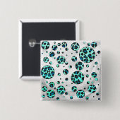 Leopard Schwarz und Aquamarin Button (Vorne & Hinten)