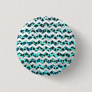 Leopard Schwarz und Aquamarin Button