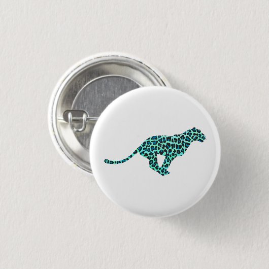 Leopard Schwarz und Aquamarin Button (Vorne & Hinten)