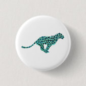 Leopard Schwarz und Aquamarin Button (Vorderseite)