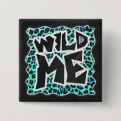 Leopard Schwarz und Aquamarin Button (Vorderseite)