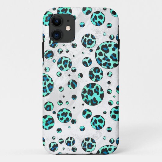 Leopard Schwarz und Aquamarin Case-Mate iPhone Hülle (Rückseite)