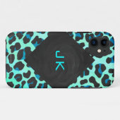 Leopard Schwarz und Aquamarin Case-Mate iPhone Hülle (Rückseite (Horizontal))