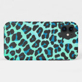 Leopard Schwarz und Aquamarin Case-Mate iPhone Hülle (Rückseite (Horizontal))