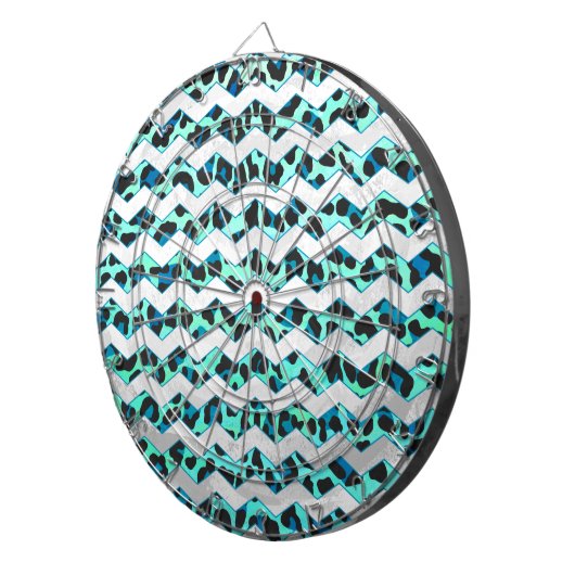 Leopard Schwarz und Aquamarin Dartscheibe (Vorderseite rechts)