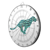 Leopard Schwarz und Aquamarin Dartscheibe (Vorderseite rechts)