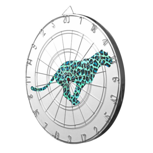 Leopard Schwarz und Aquamarin Dartscheibe (Vorderseite rechts)