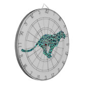 Leopard Schwarz und Aquamarin Dartscheibe (Vorderseite Links)