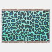 Leopard Schwarz und Aquamarin Decke (Vorderseite)