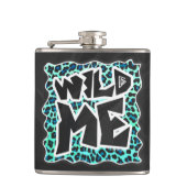 Leopard Schwarz und Aquamarin Flachmann (Vorderseite)