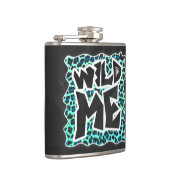 Leopard Schwarz und Aquamarin Flachmann (Rechts)