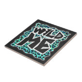 Leopard Schwarz und Aquamarin Fliese (Seite)