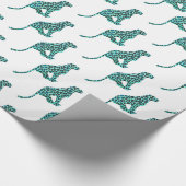 Leopard Schwarz und Aquamarin Geschenkpapier (Ecke)