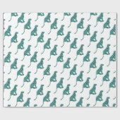 Leopard Schwarz und Aquamarin Geschenkpapier (Flach)