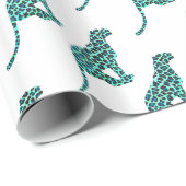 Leopard Schwarz und Aquamarin Geschenkpapier (Rolleneckpunkt)