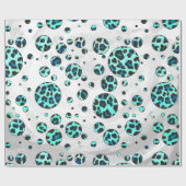 Leopard Schwarz und Aquamarin Geschenkpapier (Flach)
