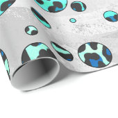 Leopard Schwarz und Aquamarin Geschenkpapier (Rolleneckpunkt)