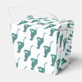 Leopard Schwarz und Aquamarin Geschenkschachtel (Rückseite)