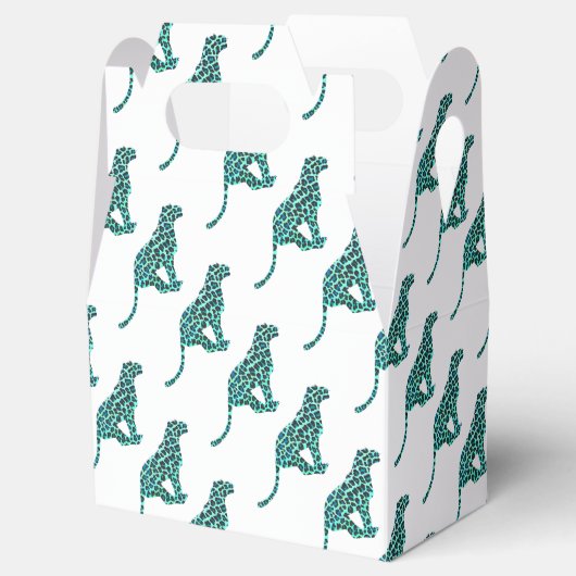 Leopard Schwarz und Aquamarin Geschenkschachtel (Geöffnet)