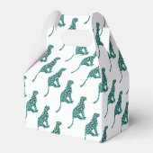 Leopard Schwarz und Aquamarin Geschenkschachtel (Vorderseite)