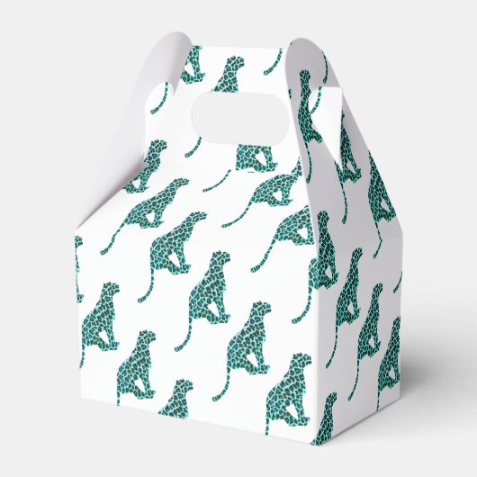 Leopard Schwarz und Aquamarin Geschenkschachtel (Vorderseite)