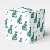 Leopard Schwarz und Aquamarin Geschenkschachtel (Vorderseite)